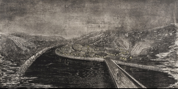 Black RiverWoodcut on washiA.P. 91.5x180cm 2022.